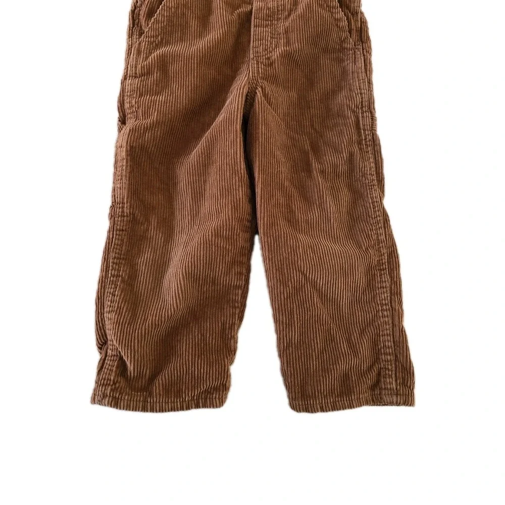 OshKosh B'gosh Overalls Vestback Flannel Lined Corduroy Size 3T Brown
